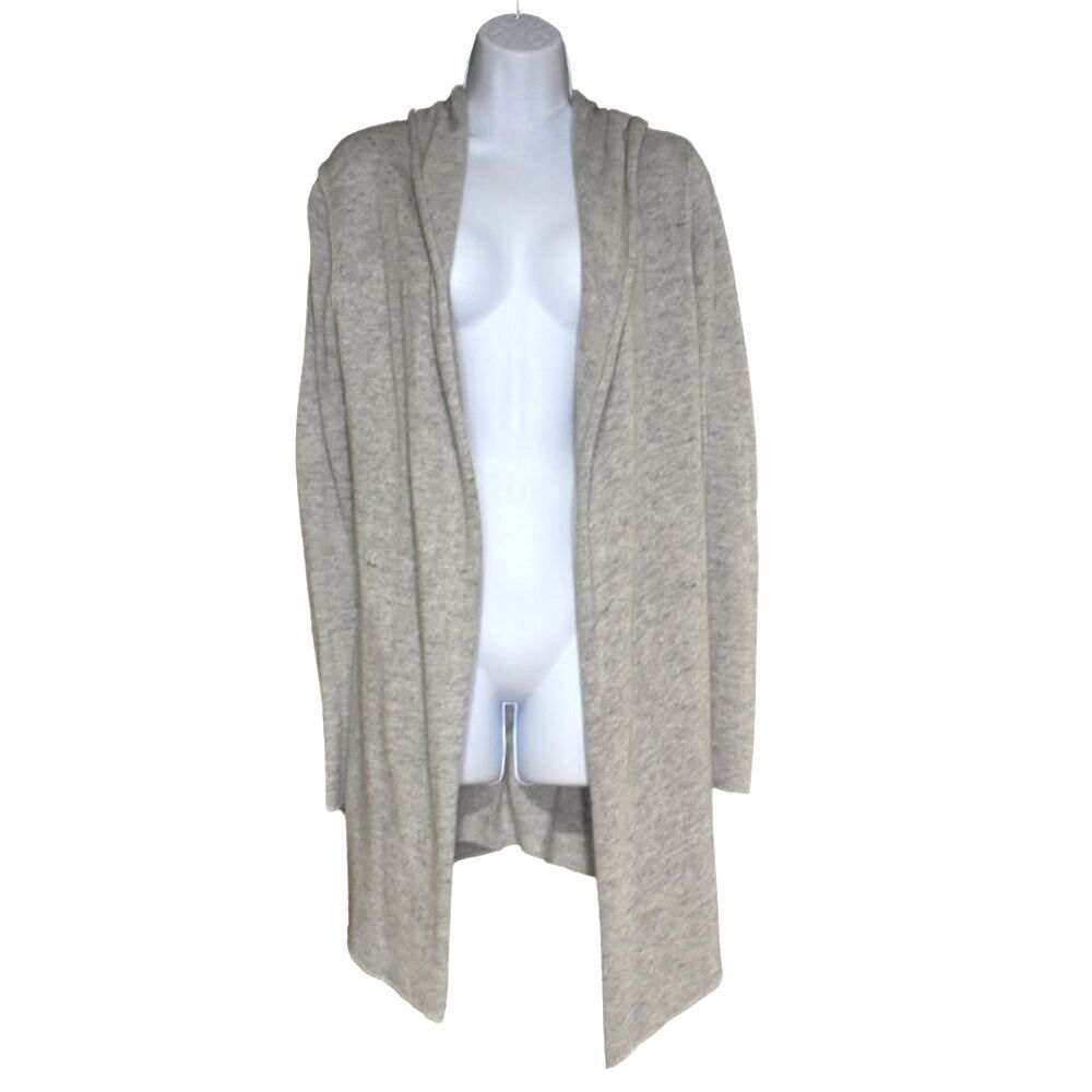 Elan Gray Hooded Long Open Front Cardigan Sweater Size Medium
